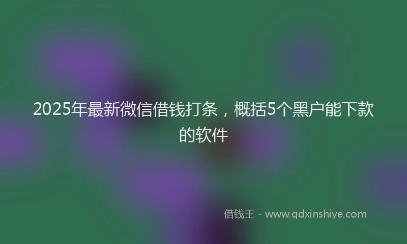 2025年最新微信借钱打条，概括5个黑户能下款的软件