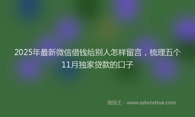 2025年最新微信借钱给别人怎样留言，梳理五个11月独家贷款的口子