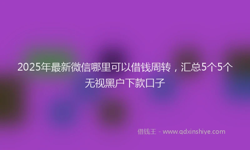 2025年最新微信哪里可以借钱周转，汇总5个5个无视黑户下款口子