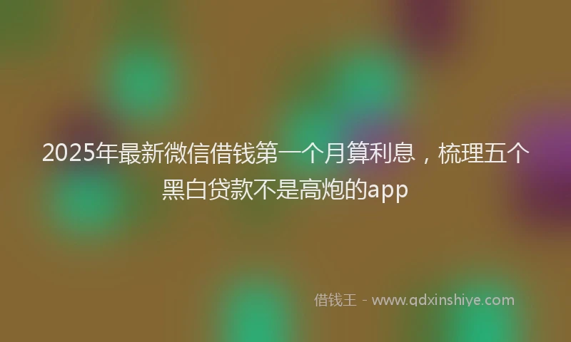 2025年最新微信借钱第一个月算利息，梳理五个黑白贷款不是高炮的app