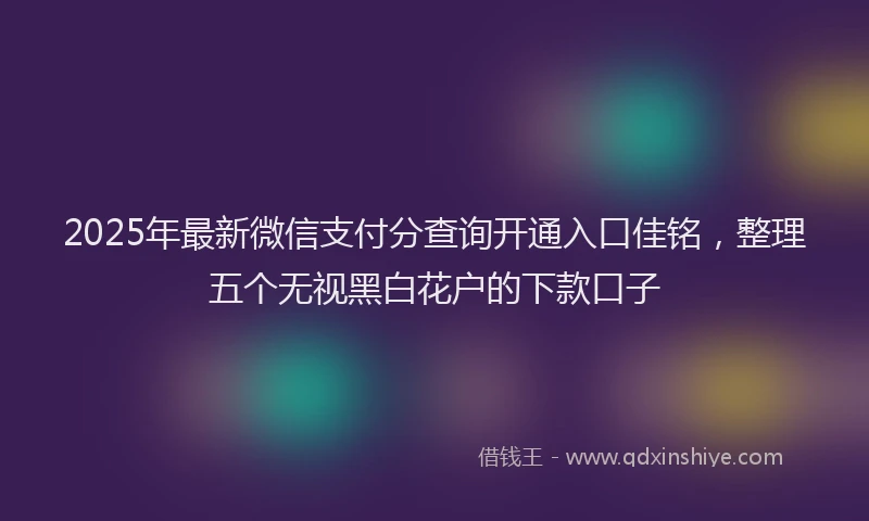 2025年最新微信支付分查询开通入口佳铭，整理五个无视黑白花户的下款口子