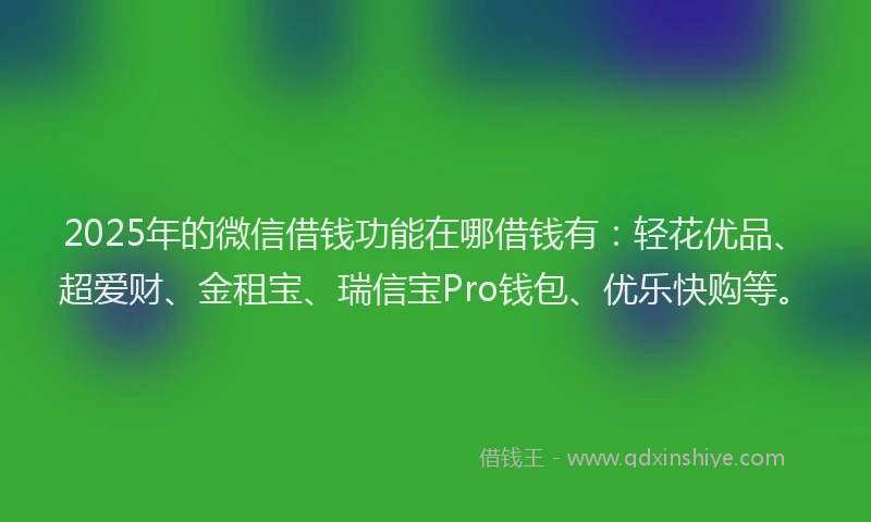 2025年的微信借钱功能在哪借钱有：轻花优品、超爱财、金租宝、瑞信宝Pro钱包、优乐快购等。