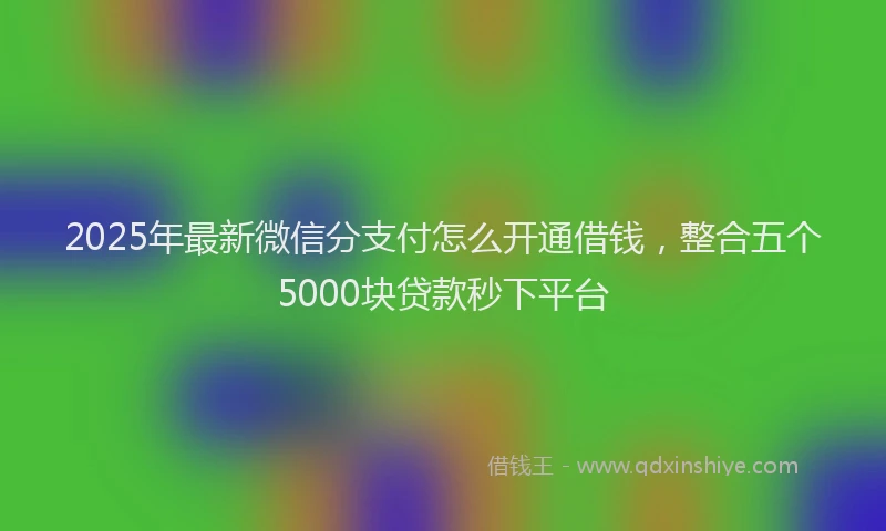 2025年最新微信分支付怎么开通借钱，整合五个5000块贷款秒下平台
