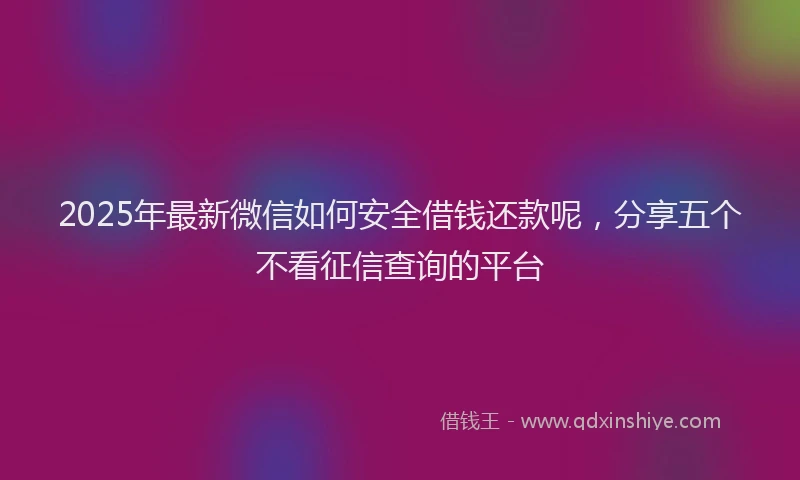 2025年最新微信如何安全借钱还款呢，分享五个不看征信查询的平台
