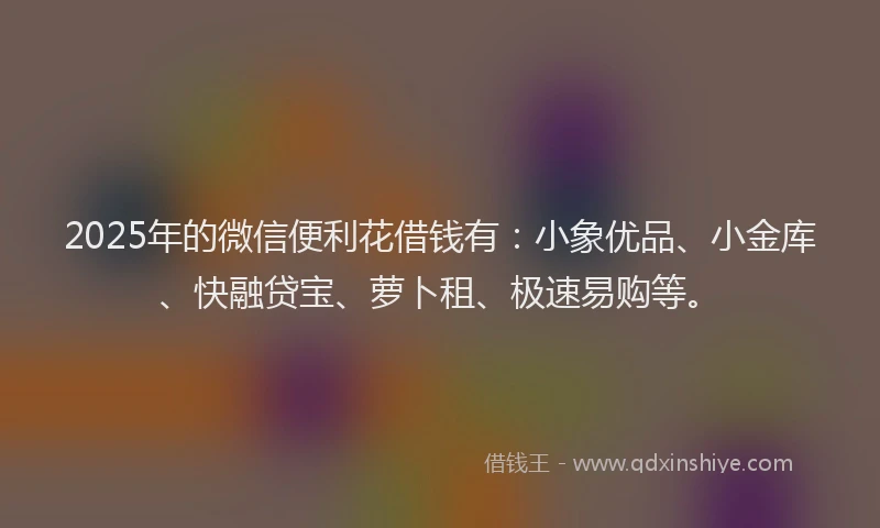 2025年的微信便利花借钱有：小象优品、小金库、快融贷宝、萝卜租、极速易购等。