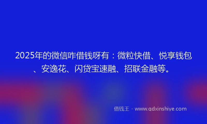 2025年的微信咋借钱呀有：微粒快借、悦享钱包、安逸花、闪贷宝速融、招联金融等。