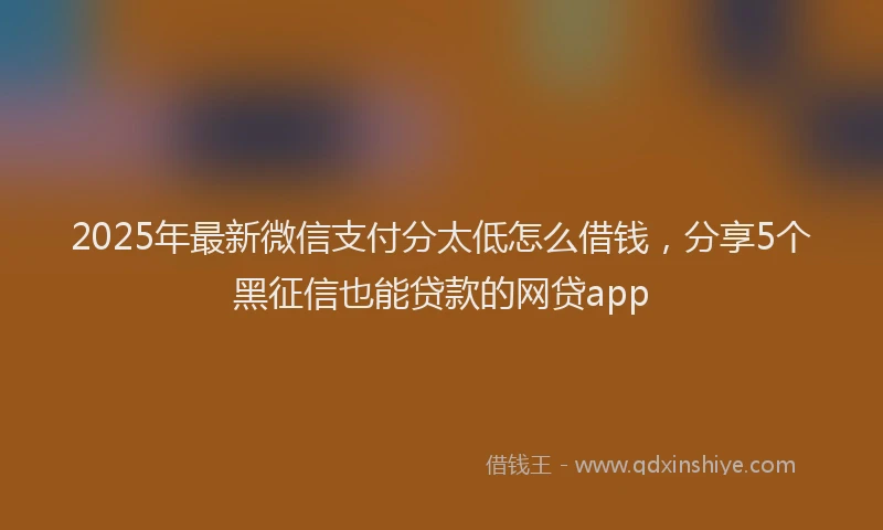 2025年最新微信支付分太低怎么借钱，分享5个黑征信也能贷款的网贷app
