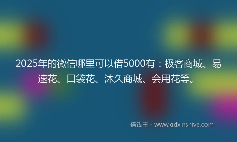 2025年的微信哪里可以借5000有：极客商城、易速花、口袋花、沐久商城、会用花等。