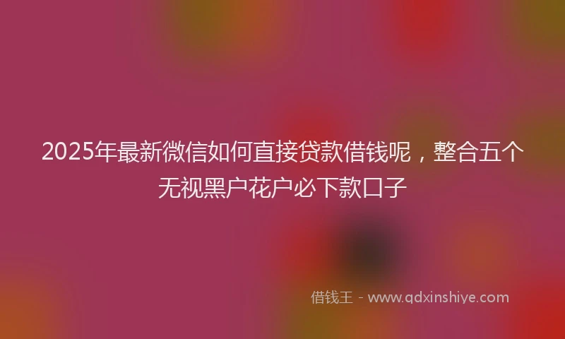 2025年最新微信如何直接贷款借钱呢，整合五个无视黑户花户必下款口子