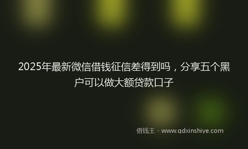 2025年最新微信借钱征信差得到吗，分享五个黑户可以做大额贷款口子