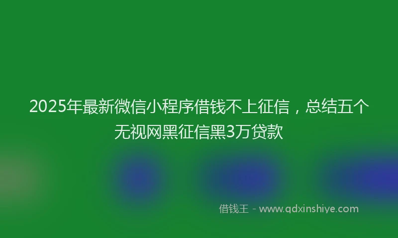 2025年最新微信小程序借钱不上征信，总结五个无视网黑征信黑3万贷款