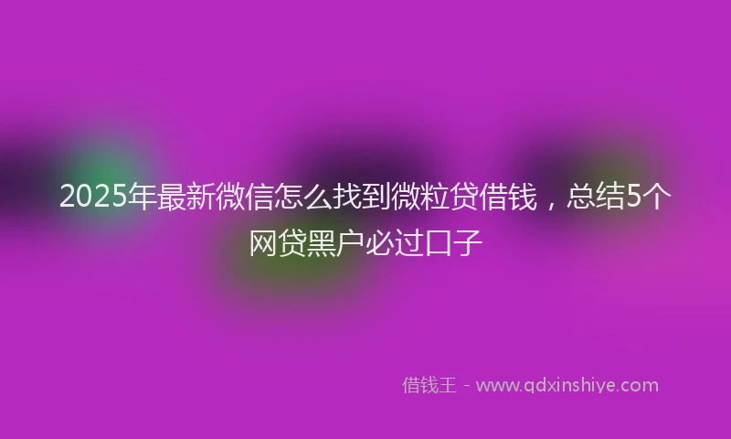 2025年最新微信怎么找到微粒贷借钱，总结5个网贷黑户必过口子