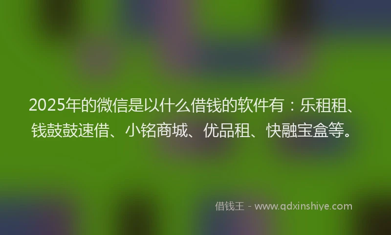 2025年的微信是以什么借钱的软件有：乐租租、钱鼓鼓速借、小铭商城、优品租、快融宝盒等。