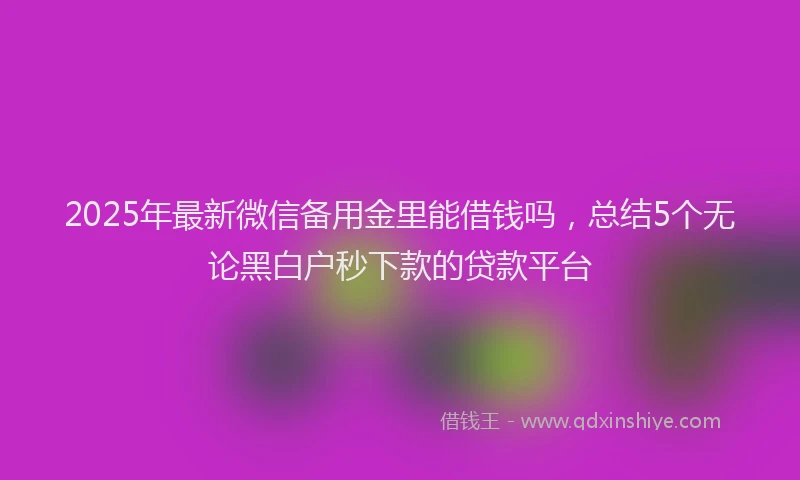 2025年最新微信备用金里能借钱吗，总结5个无论黑白户秒下款的贷款平台