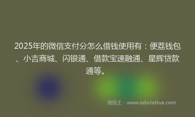 2025年的微信支付分怎么借钱使用有：便荔钱包、小吉商城、闪银通、借款宝速融通、星辉贷款通等。