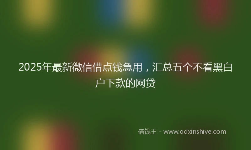 2025年最新微信借点钱急用，汇总五个不看黑白户下款的网贷