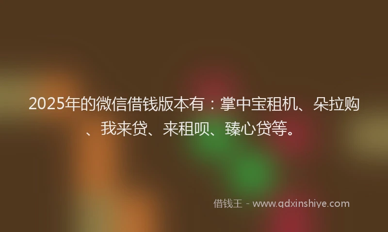 2025年的微信借钱版本有：掌中宝租机、朵拉购、我来贷、来租呗、臻心贷等。