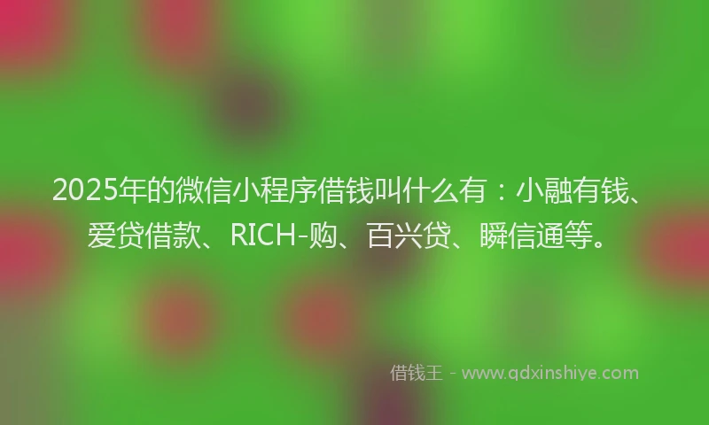 2025年的微信小程序借钱叫什么有：小融有钱、爱贷借款、RICH-购、百兴贷、瞬信通等。