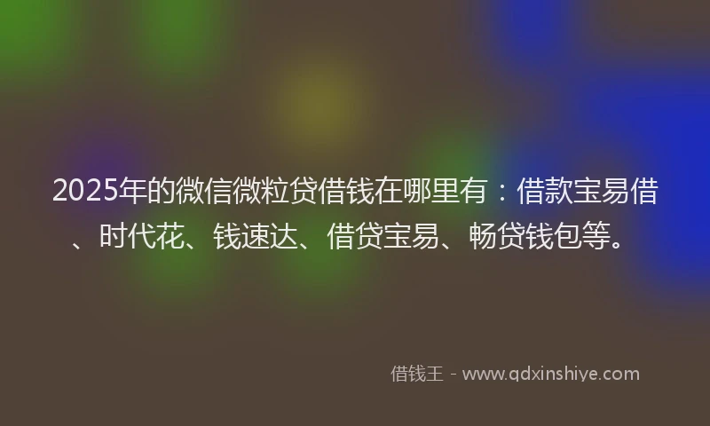 2025年的微信微粒贷借钱在哪里有：借款宝易借、时代花、钱速达、借贷宝易、畅贷钱包等。