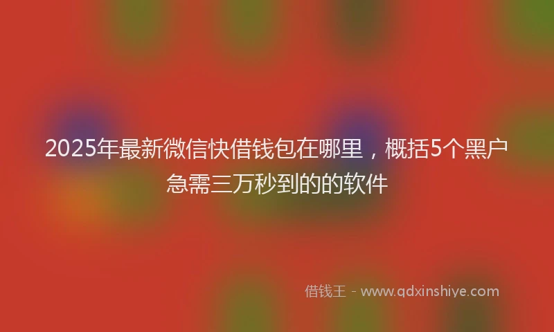 2025年最新微信快借钱包在哪里，概括5个黑户急需三万秒到的的软件