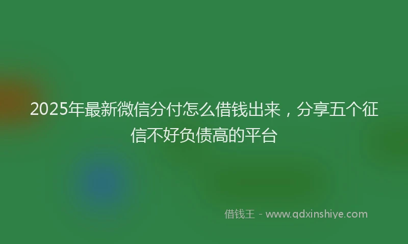 2025年最新微信分付怎么借钱出来，分享五个征信不好负债高的平台