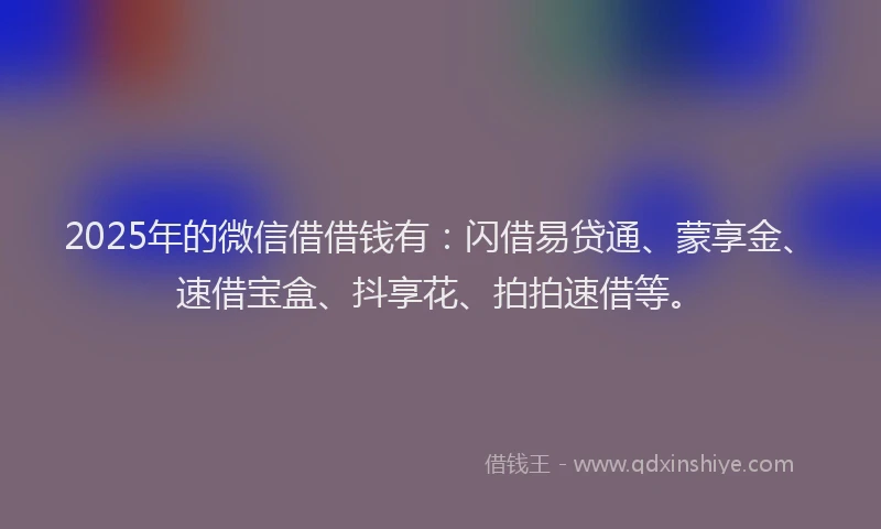 2025年的微信借借钱有：闪借易贷通、蒙享金、速借宝盒、抖享花、拍拍速借等。