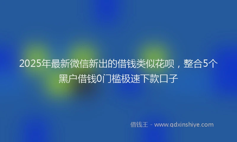 2025年最新微信新出的借钱类似花呗，整合5个黑户借钱0门槛极速下款口子