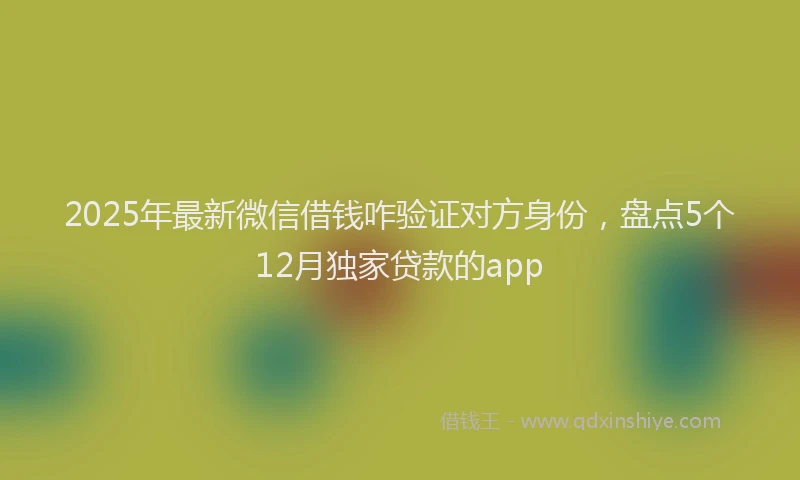 2025年最新微信借钱咋验证对方身份，盘点5个12月独家贷款的app