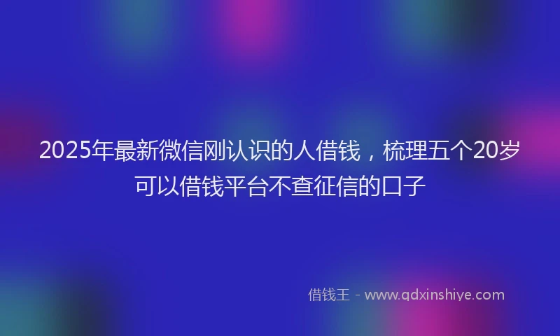 2025年最新微信刚认识的人借钱，梳理五个20岁可以借钱平台不查征信的口子