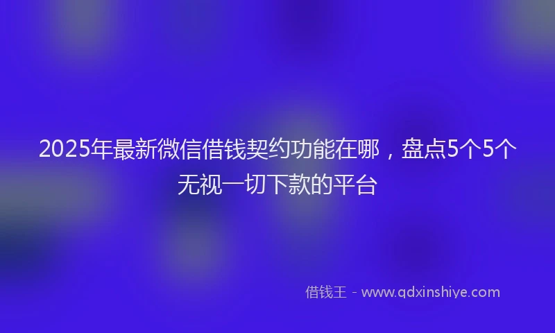2025年最新微信借钱契约功能在哪，盘点5个5个无视一切下款的平台