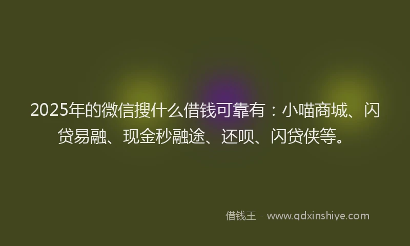 2025年的微信搜什么借钱可靠有：小喵商城、闪贷易融、现金秒融途、还呗、闪贷侠等。