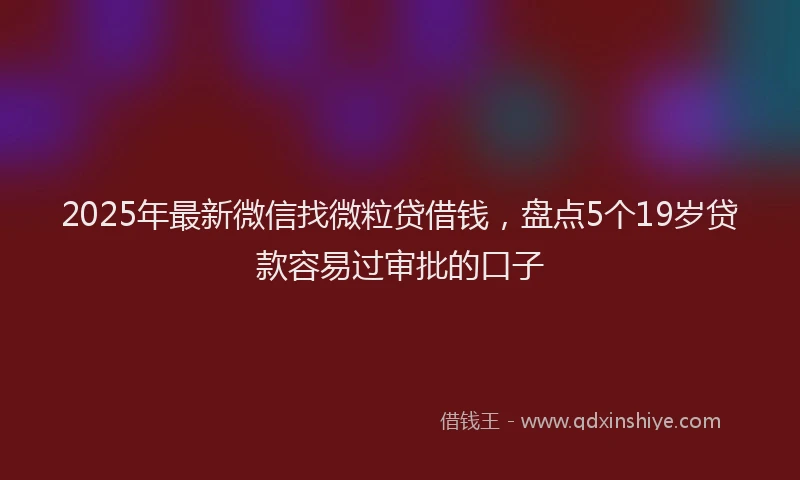 2025年最新微信找微粒贷借钱，盘点5个19岁贷款容易过审批的口子