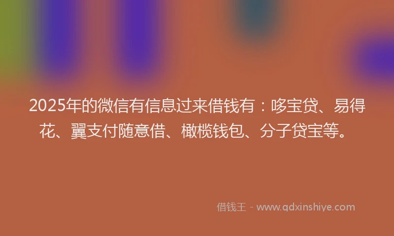2025年的微信有信息过来借钱有：哆宝贷、易得花、翼支付随意借、橄榄钱包、分子贷宝等。