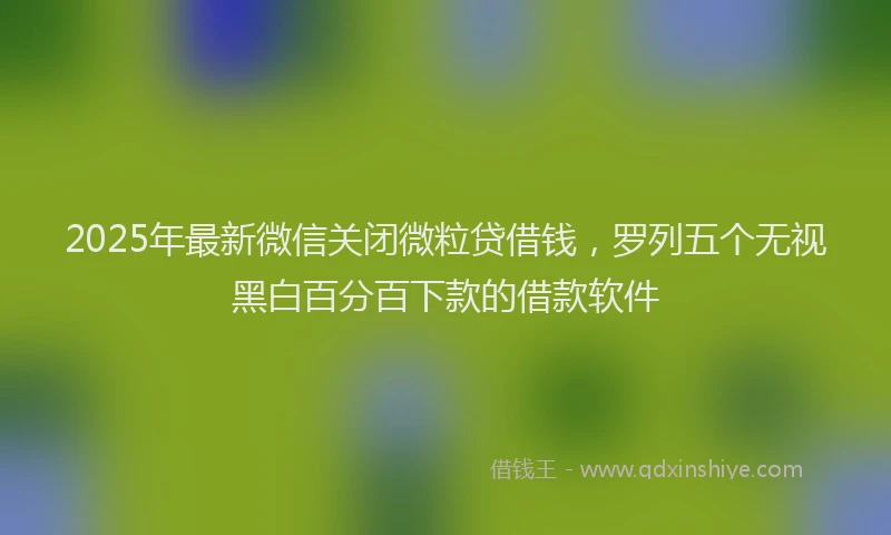 2025年最新微信关闭微粒贷借钱，罗列五个无视黑白百分百下款的借款软件