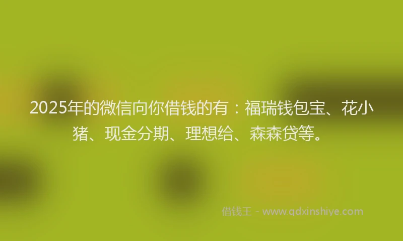 2025年的微信向你借钱的有：福瑞钱包宝、花小猪、现金分期、理想给、森森贷等。