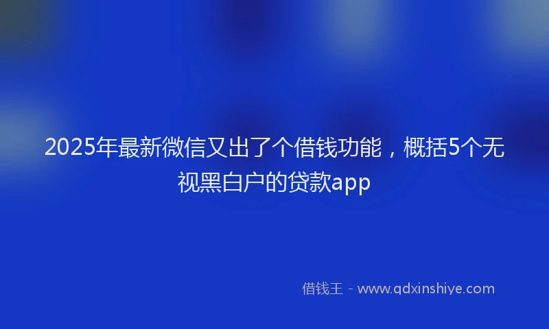 2025年最新微信又出了个借钱功能，概括5个无视黑白户的贷款app