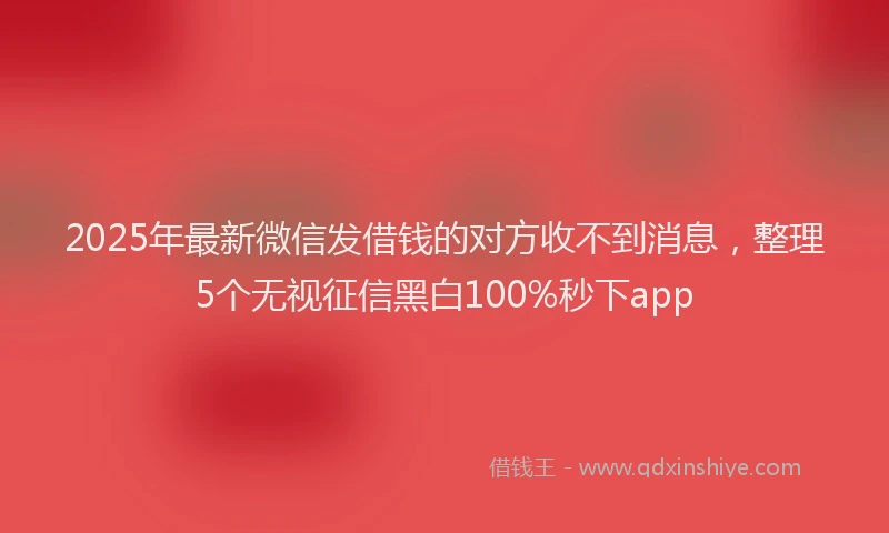 2025年最新微信发借钱的对方收不到消息，整理5个无视征信黑白100%秒下app