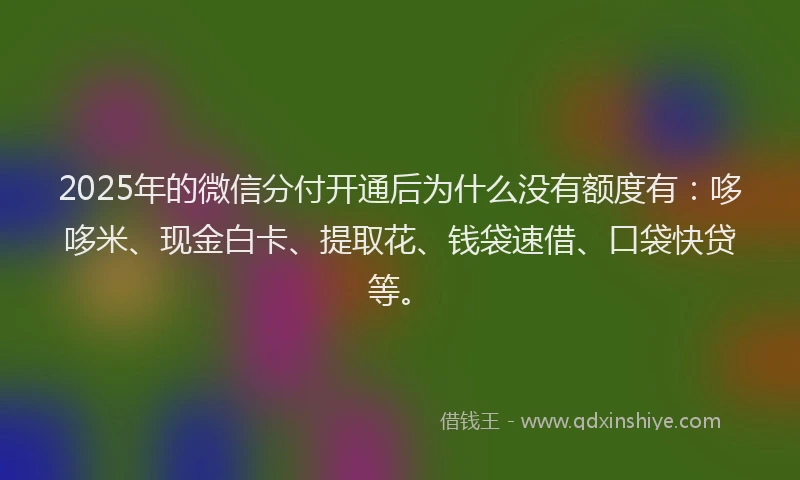 2025年的微信分付开通后为什么没有额度有：哆哆米、现金白卡、提取花、钱袋速借、口袋快贷等。