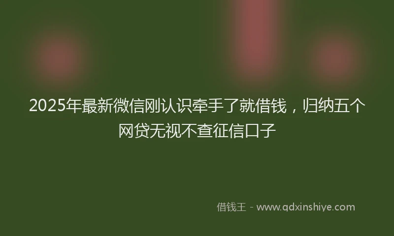 2025年最新微信刚认识牵手了就借钱，归纳五个网贷无视不查征信口子