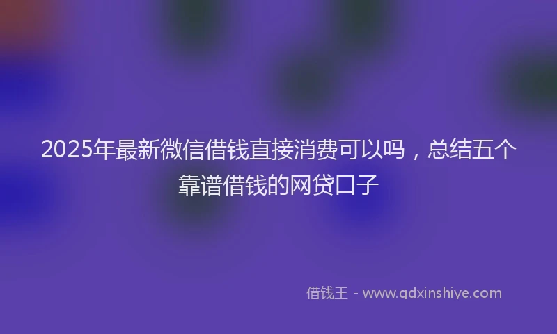 2025年最新微信借钱直接消费可以吗，总结五个靠谱借钱的网贷口子