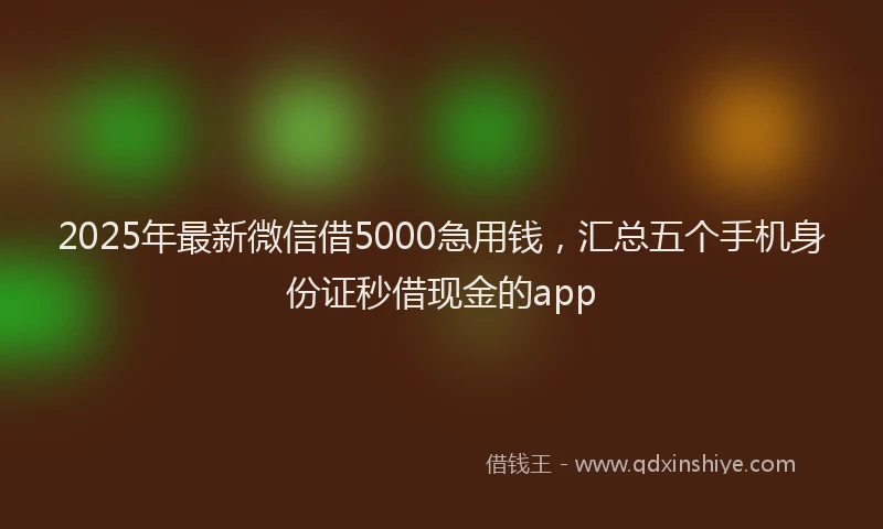2025年最新微信借5000急用钱，汇总五个手机身份证秒借现金的app