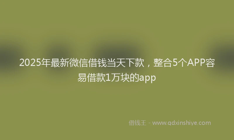 2025年最新微信借钱当天下款，整合5个APP容易借款1万块的app