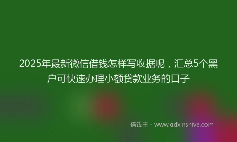 2025年最新微信借钱怎样写收据呢，汇总5个黑户可快速办理小额贷款业务的口子