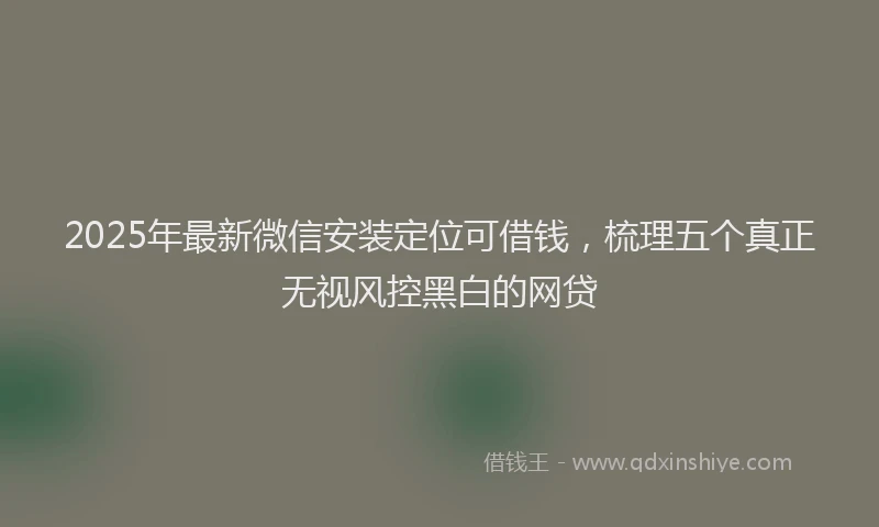 2025年最新微信安装定位可借钱，梳理五个真正无视风控黑白的网贷