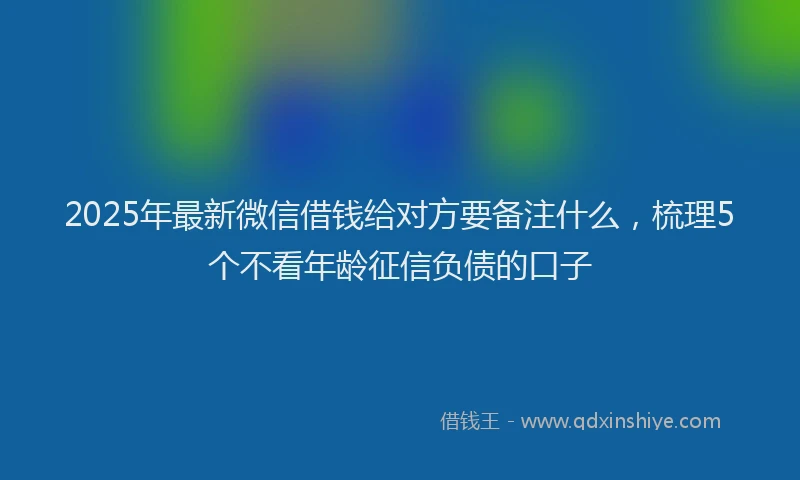 2025年最新微信借钱给对方要备注什么，梳理5个不看年龄征信负债的口子