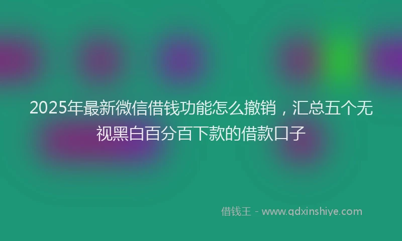 2025年最新微信借钱功能怎么撤销，汇总五个无视黑白百分百下款的借款口子