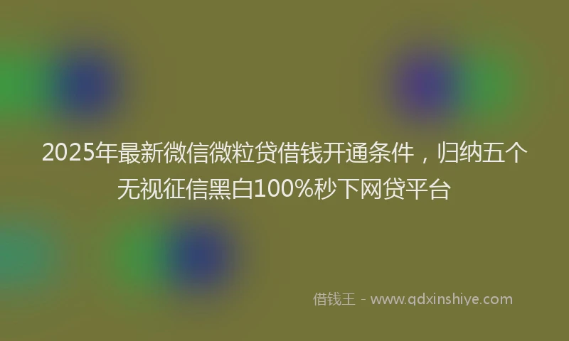 2025年最新微信微粒贷借钱开通条件，归纳五个无视征信黑白100%秒下网贷平台