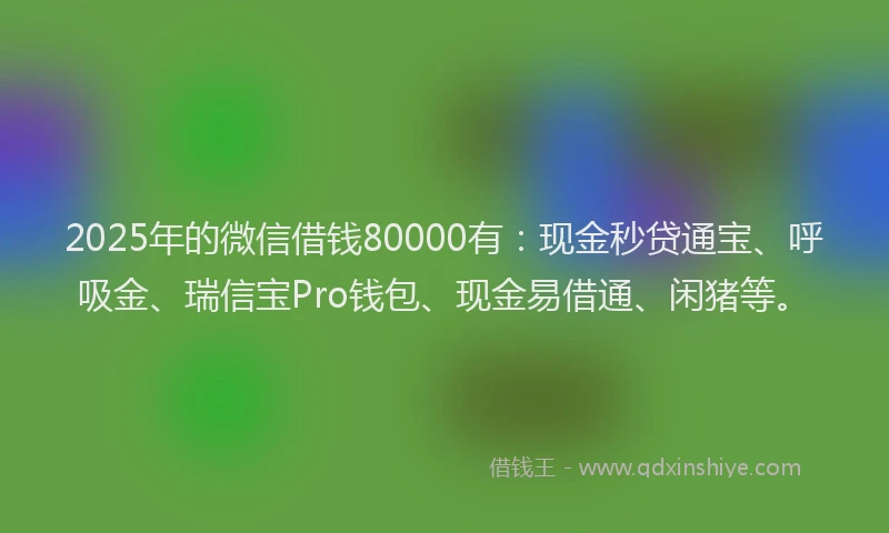 2025年的微信借钱80000有：现金秒贷通宝、呼吸金、瑞信宝Pro钱包、现金易借通、闲猪等。
