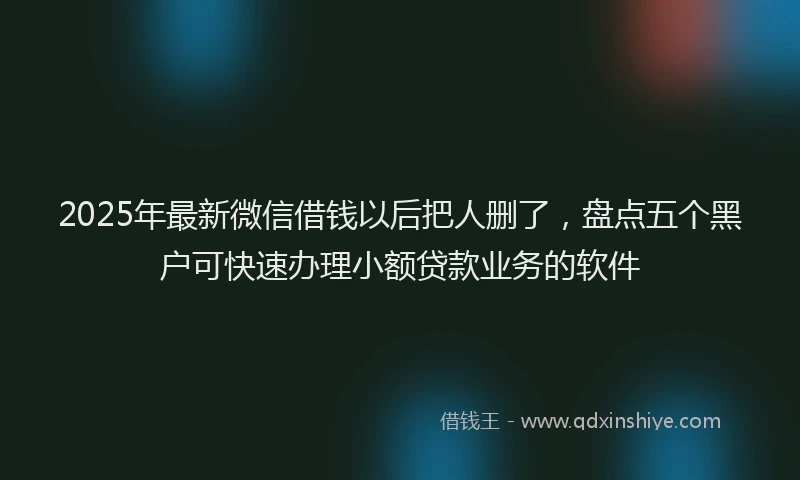 2025年最新微信借钱以后把人删了，盘点五个黑户可快速办理小额贷款业务的软件
