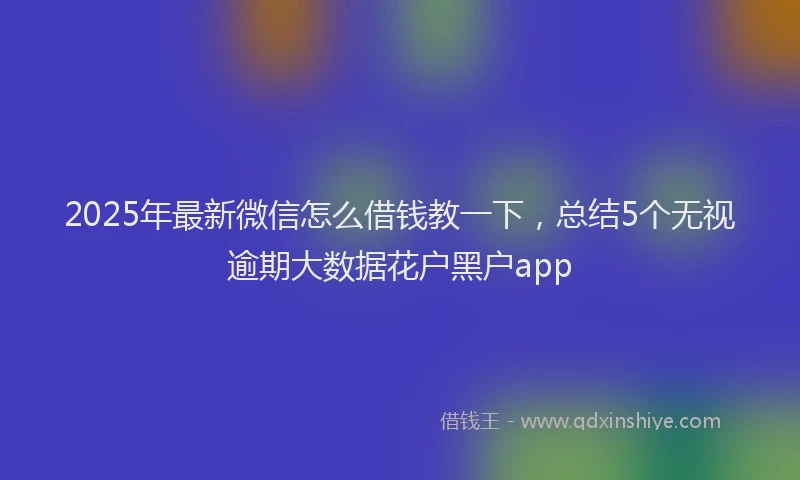 2025年最新微信怎么借钱教一下，总结5个无视逾期大数据花户黑户app